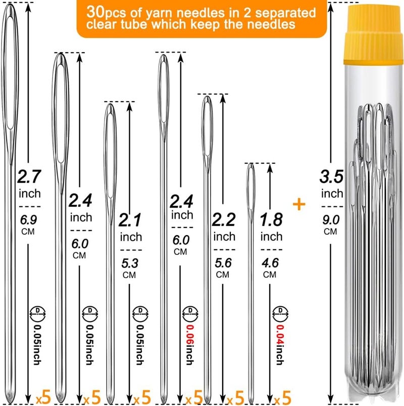 phicivono 55PCS/11Sizes Blunt Needles and Sharp Needles, Large Eye Hand Sewing Needles, Knitting Needles, Yarn Needles, Embroidery Needles, Quilting Needles with 4 Threaders, Weaving Stringing Needles - Image 3